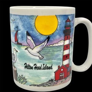 Vtg. Hilton Head Island Ceramic Coffee Mug Cup Lighthouse Sailboat Beach Boats